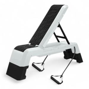 ספת כושר מתכווננת משולבת עם מדרגה אירובית שחור לבן