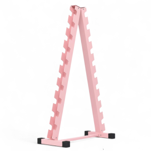 מעמד משולש גבוה ל10 זוגות משקולות יד ורוד. סטנד דמבלס