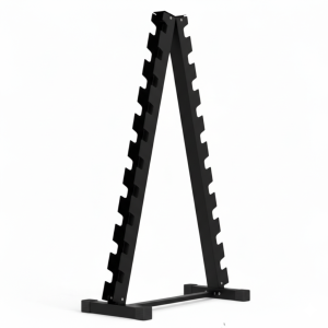 מעמד משולש גבוה ל10 זוגות משקולות יד שחור. סטנד דמבלס