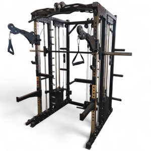 כלוב קרוס אובר וסמיט משין מקצועי שחור -  פולי עליון תחתון זרועות 140 קג משקולות מובנה